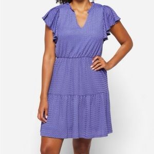 London Times Flutter Sleeve Dress Blue